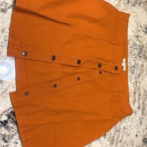 Madewell Burnt Orange Skirt with Button Detail